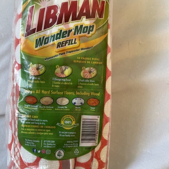 Libman Wonder Mop Refill Red Polka Dot Design Machine Washable Up To 50x For Har - Picture 6 of 8